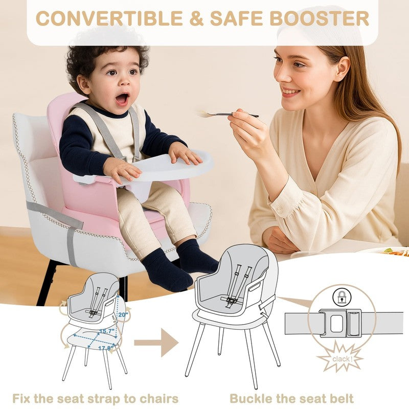 8 in 1 Baby High Chair, Toddler Dining Booster Seat for Eating, Pink White6