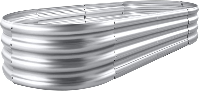 Galvanized Raised Garden Bed Kit, Galvanized Planter Garden Boxes Outdoor, Oval 9