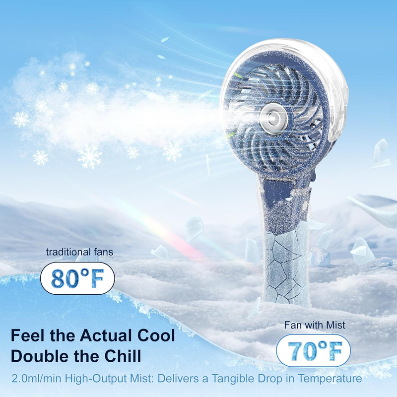 Portable Handheld Misting Fan USB Rechargeable Mini Cooling Royal Blue2
