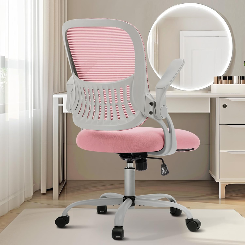 Ergonomic Mesh Office Chair Swivel Mid-Back Lumbar Support Flip-Up Arms10