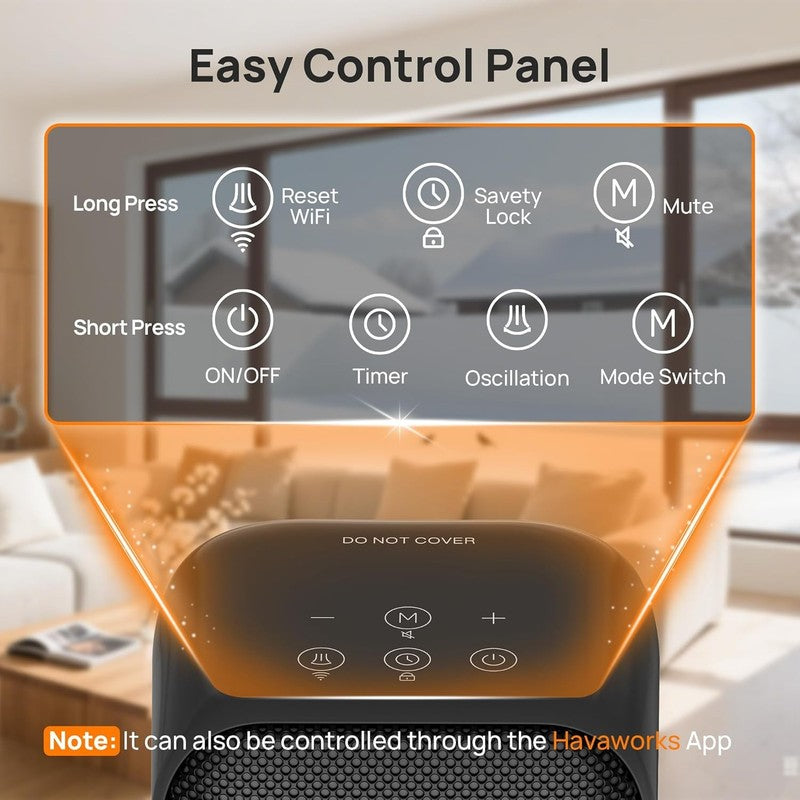Smart 1500W Portable Electric Space Heater WiFi Thermostat Timer 4 Modes Black6