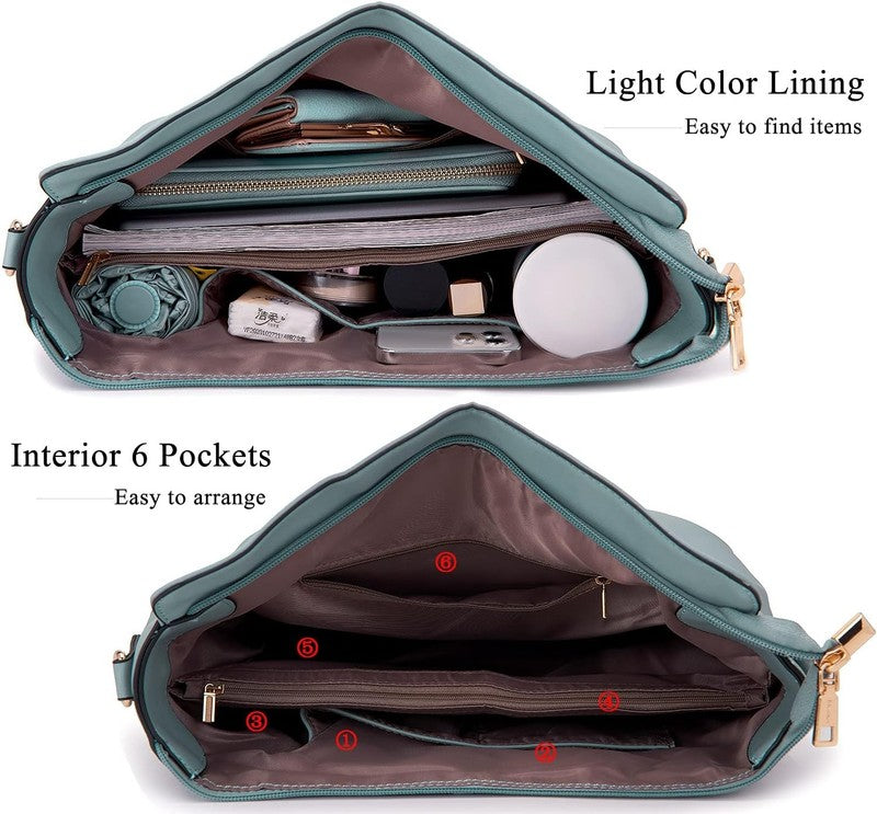 Women Large Crossbody Bag Shoulder Handbag Purse Wallet Set Hobo Tote5