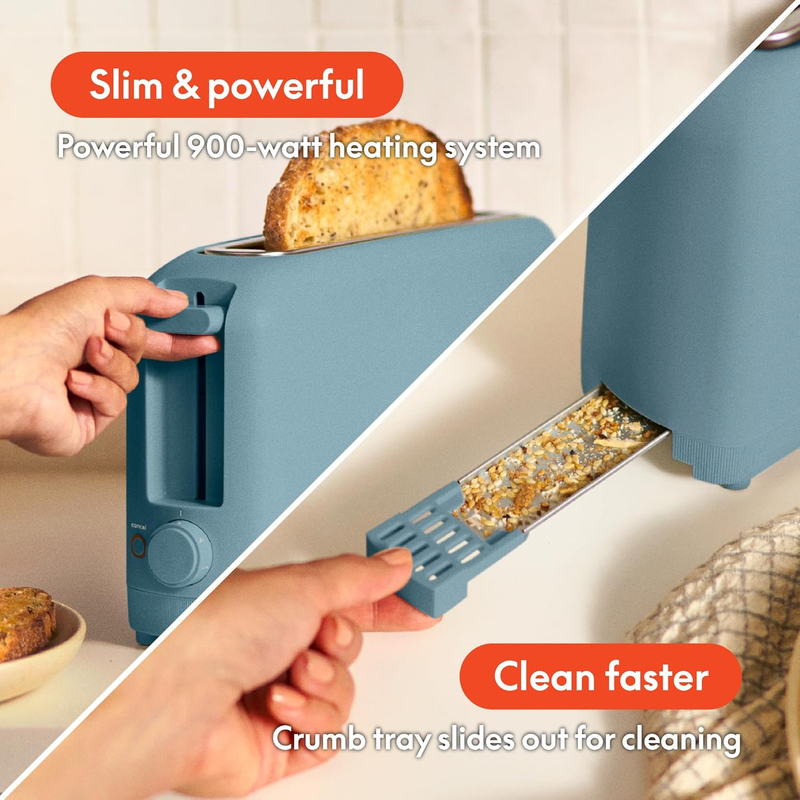 2 Slice Slim Toaster 10” Long Slot 6 Shade Control Anti Jam Auto Shutoff Surf5