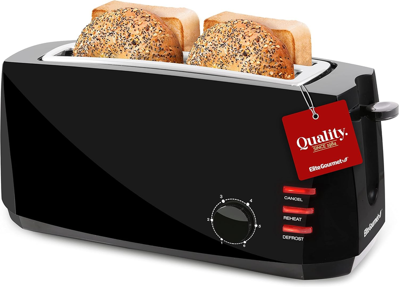 ECT4829B 4 Slice Toaster Black - Long Slots, 6 Settings, Bagel, Defrost, Cancel9