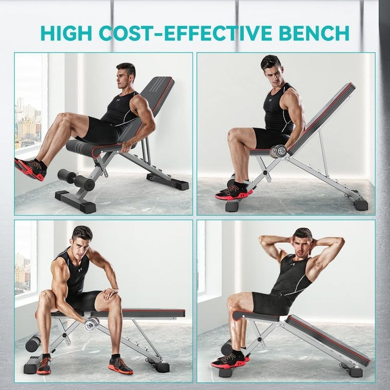 Adjustable Foldable Weight Bench 660LBS Home Gym Workout & Bench Press5