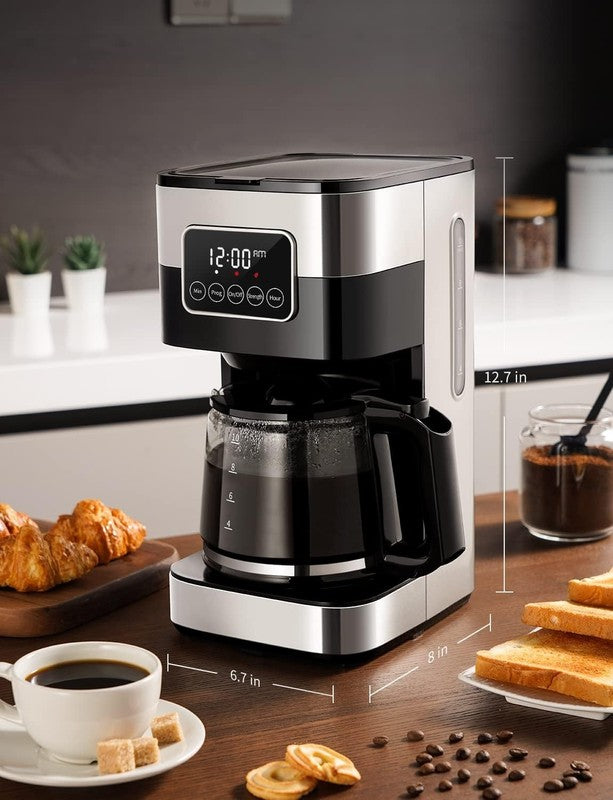 10-Cup Programmable Coffee Maker Drip Machine Strong Brew Silver Auto Shut Off7