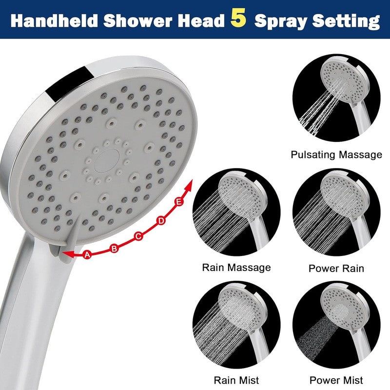 8" Stainless Steel Rain Shower Head & 5-Setting Handheld Combo Chrome2