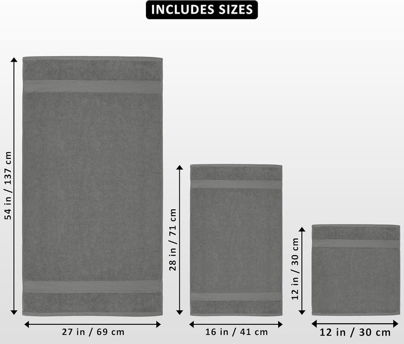 8 Piece Towel Set Cool Grey 100% Cotton 600 GSM Bath Hand Wash Towels1