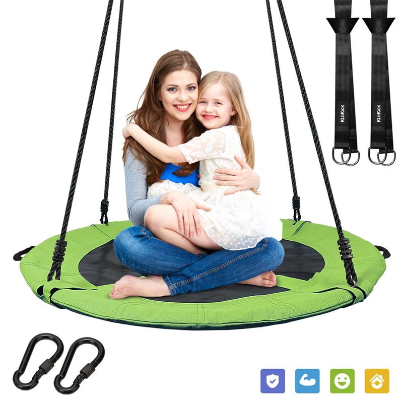 700Lb Saucer Tree Swing for Kids Adults 40" Waterproof Frame Includes 2 Tree Han10