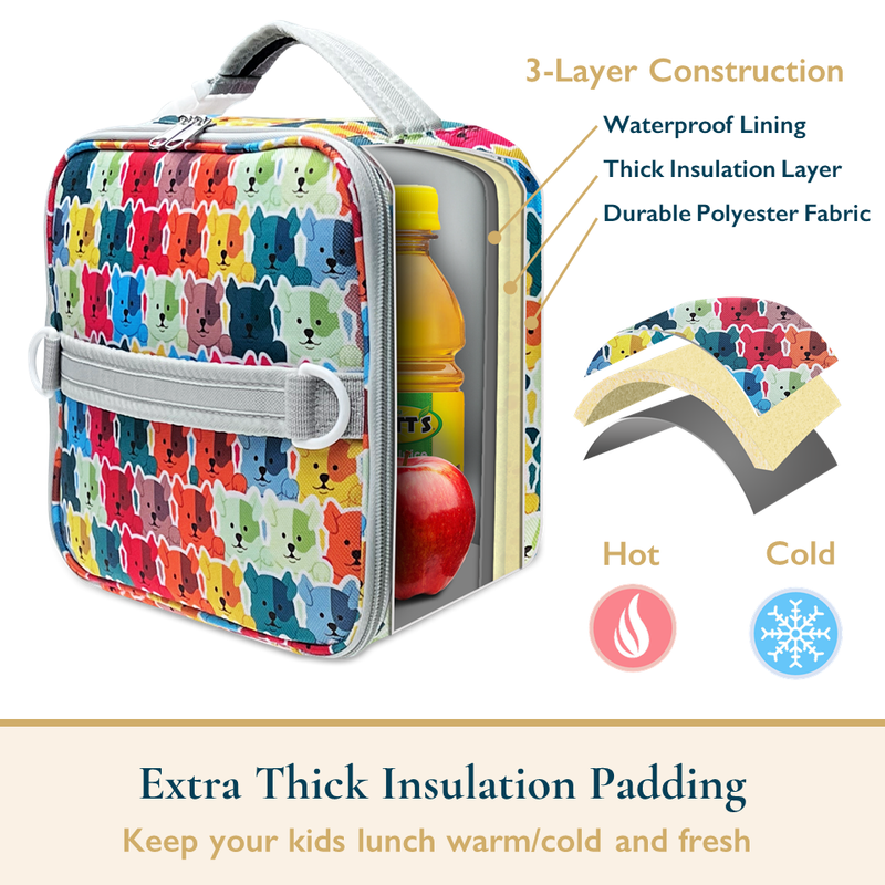 Lunch Bag for Kids – Insulated Lunch Box for Girls and Boys, Cute Reusable Coole4