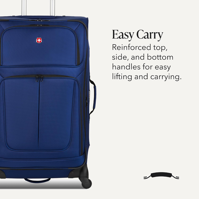Sion Large Checked Softside Expandable Spinner Travel Suitcase Blue4