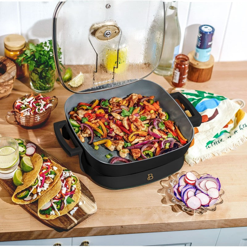 5 in 1 Electric Skillet Expandable to 7 Qt w/ Glass Lid Black Sesame1