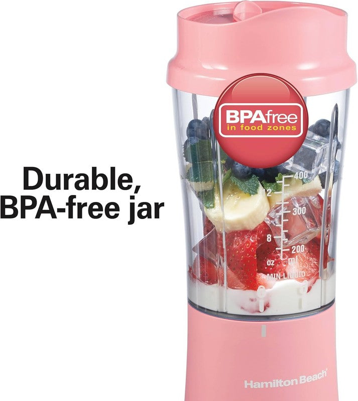 Portable Blender 14Oz BPA Free Cup & Lid, Stainless Steel Blades, Coral 511716