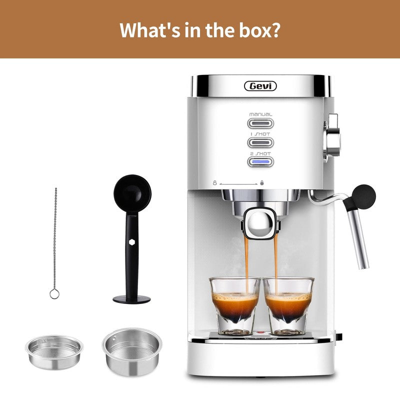 20 Bar Espresso Machine, Coffee Maker with Milk Frother，White1