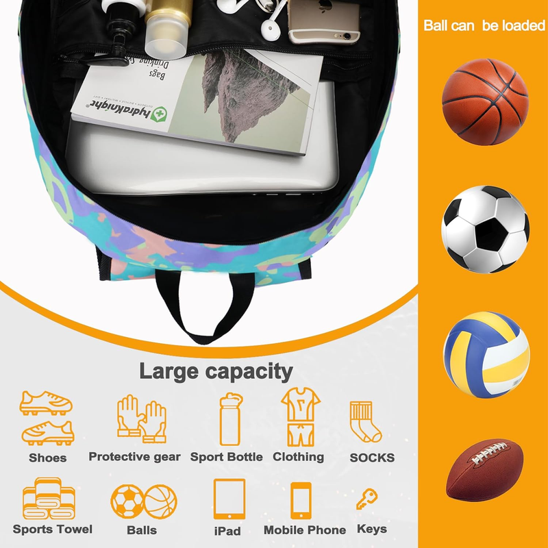 Soccer Basketball Backpack w/ Ball & Shoe Compartment Sports Travel Bag3