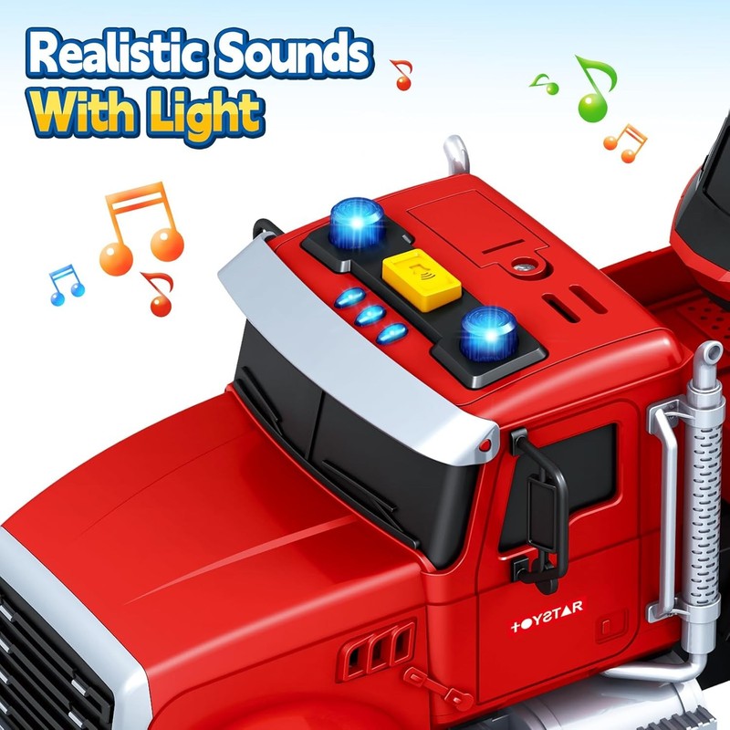 Extra Large Fire Truck Toys for Boys Girls with Racing Car and Helicopter, Light3