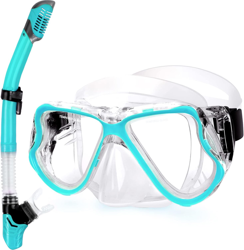 Dry Snorkel Set Panoramic Wide View Anti-Fog Scuba Mask Snorkeling Gear8