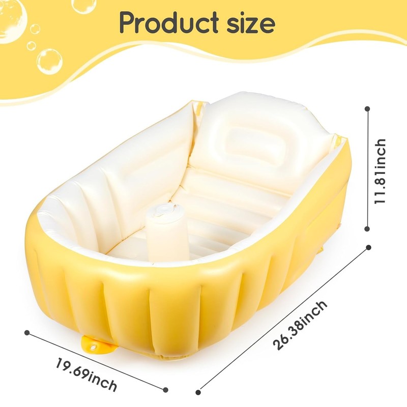 Inflatable Baby Bathtub – Portable Infant Tub with Anti Slip Saddle Seat2