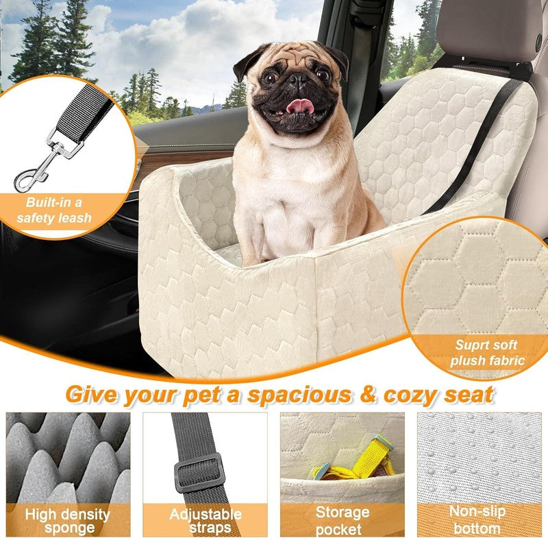 Dog Car Seat Small/Medium Dogs up to 35lbs Memory Foam Washable Cover White2