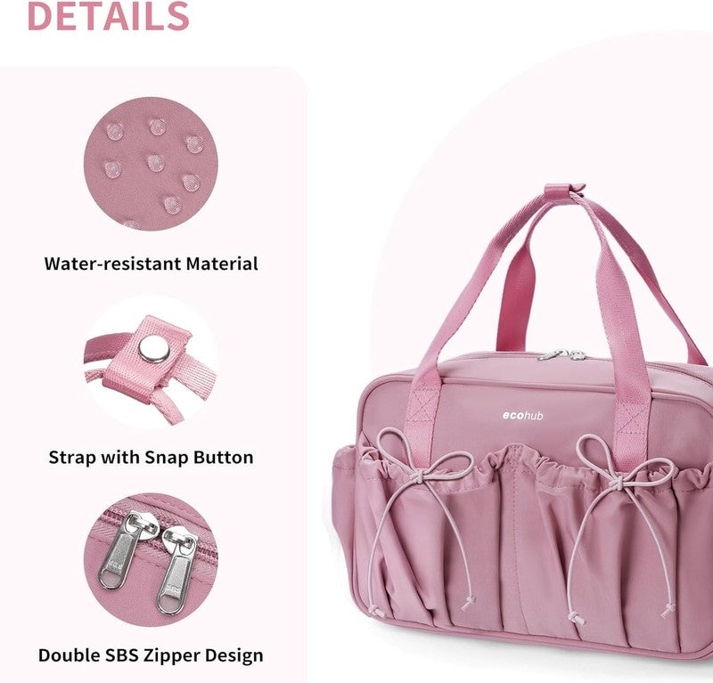 Small Gym Bag Women Mini Duffle Wet Compartment Bowknot Yoga Tote Pink3