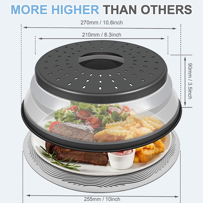 2 Pack Microwave Food Cover 10 Inch Silicone Splatter Guard Collapsible5