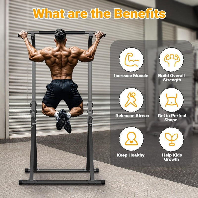 Foldable Pull-Up Bar Power Tower Dip Station Home Gym 300LB Capacity4