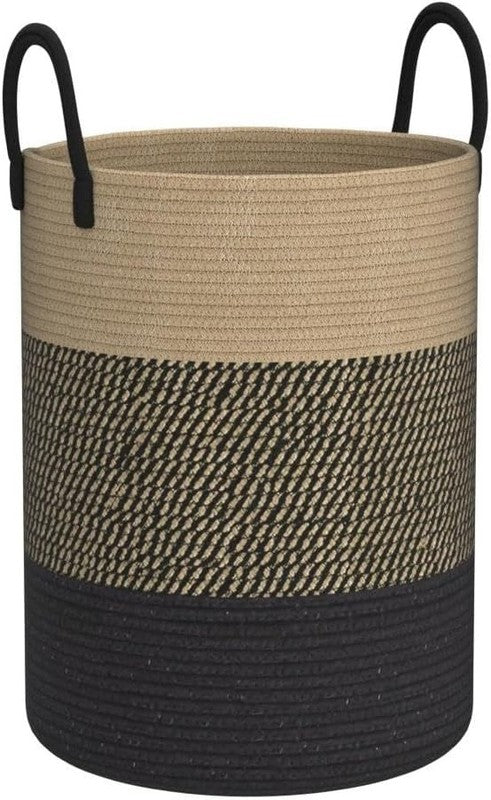 58L Woven Rope Laundry Hamper Basket, Tall Clothes Bin for Bedroom & Nursery3