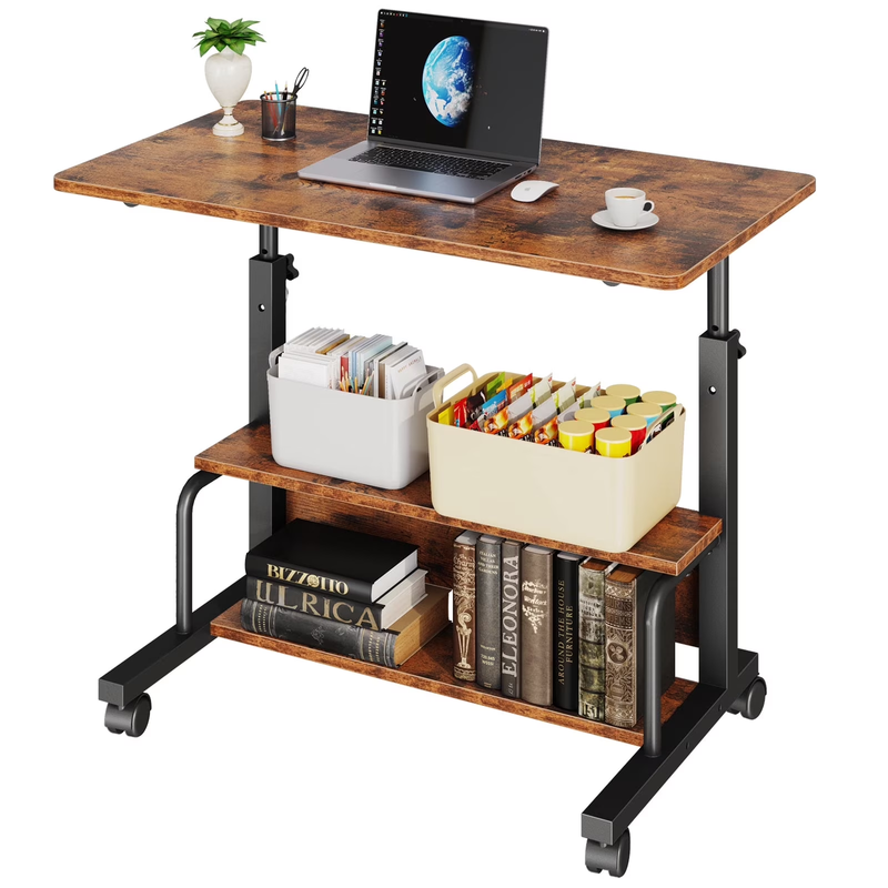 Height Adjustable Desk Standing Desk Small Desk for Small Spaces, Mobile Rolling0