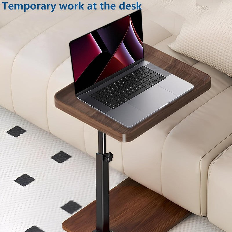 C-Shaped Swivel TV Tray Table Adjustable Height with Wheels Walnut6