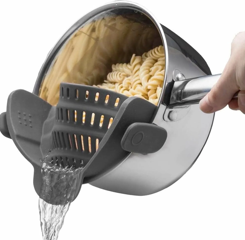 Silicone Pasta Strainer Clip On for Pots and Pans   Heat Resistant Colander for 0