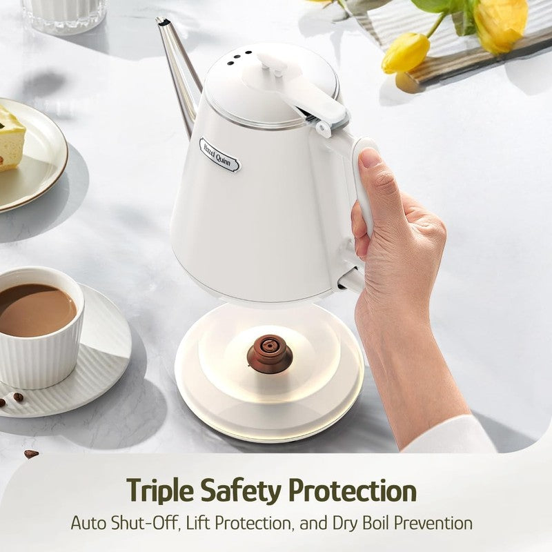 Electric Kettle 1L 800W Stainless Steel Cordless Double Wall Pearl White3