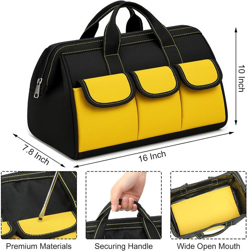 3 Pack Heavy Duty Tool Bag 16" Waterproof Hard Bottom Electrician Tote1