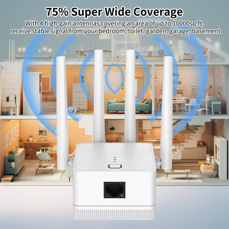 2024 Wifi Extender 1200Mbps Dual Band Signal Booster for 10000 Sq Ft Home1