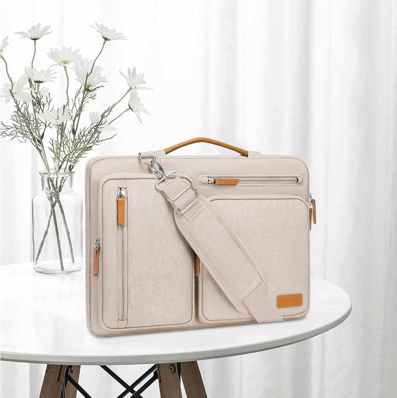 15.6 Inch Laptop Shoulder Bag 360 Protective Messenger 4 Zipper Pockets2