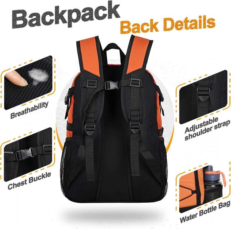 Soccer Basketball Backpack w/ Ball & Shoe Compartment Sports Travel Bag4