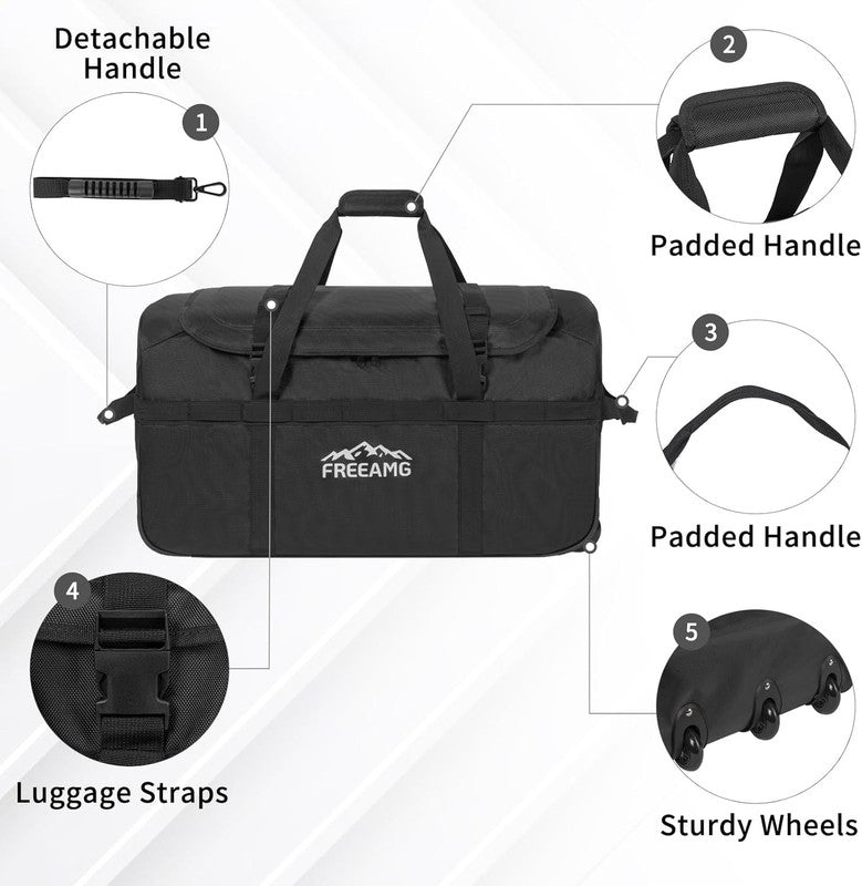 116L Foldable Rolling Duffel Bag 3 Wheels 30" Large Travel Camping2