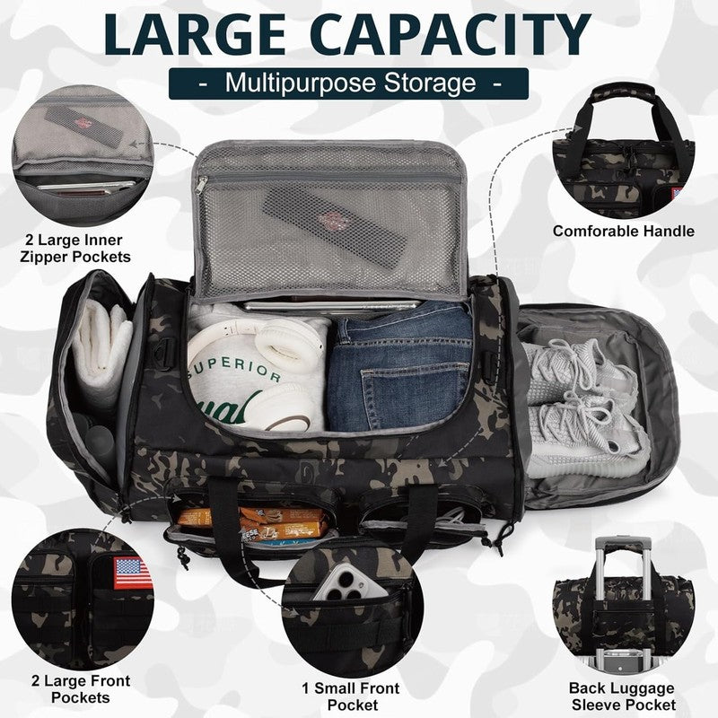 50L Gym Duffle Bag 3-in-1 Travel Backpack Shoe Compartment Water Resistant1