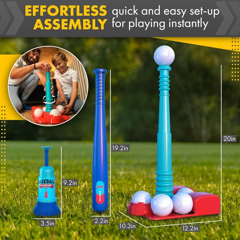 Kids T-Ball Set – Adjustable Batting Tee, 6 Balls & Pitching Machine4