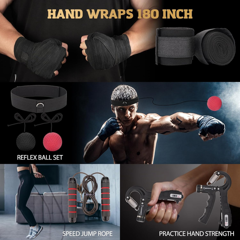 Punching Bag for Adults, 4Ft PU Leather 6 in 1 Heavy Boxing Bag Set, Punching Ba5