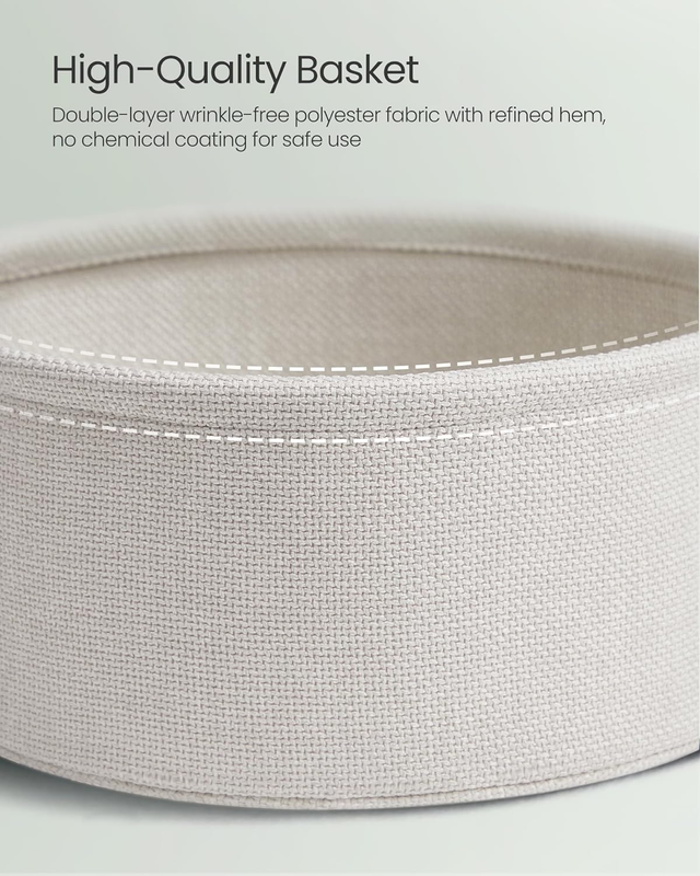 LILEA Collection   Small round Side End Table, Modern Nightstand with Fabric Bas7