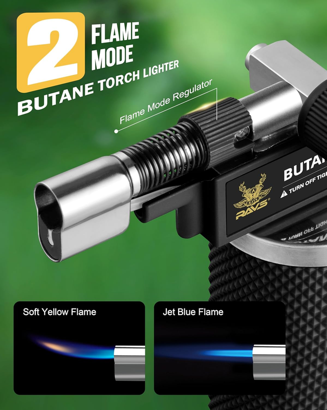 Butane Torch Lighter Dual Flame Mode Refillable Cooking Creme Brulee Mini3