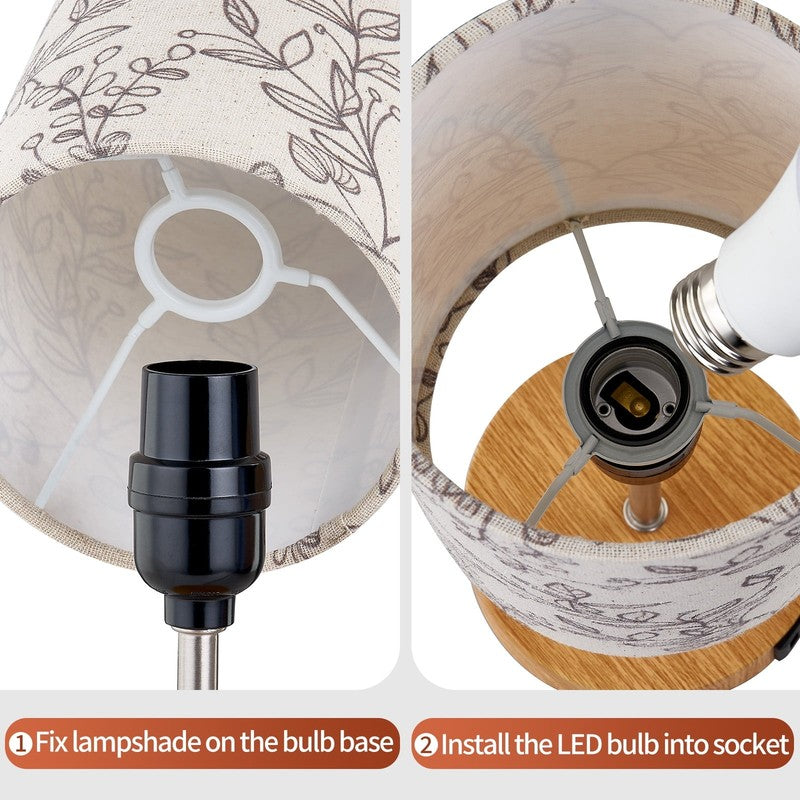 15" 3 Way Dimmable Table Lamp w/ USB Leaf Print Touch Control Bedside Lamp9