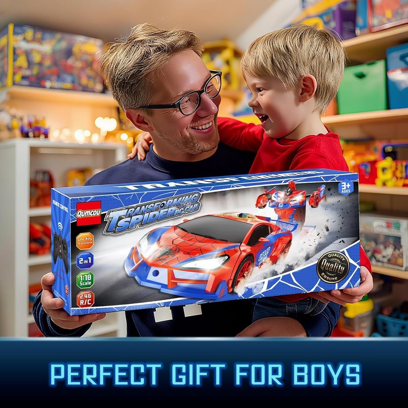 Spider Toys for Boys 4-6, Remote Control Car, One-Button Transform Superhero Toy6