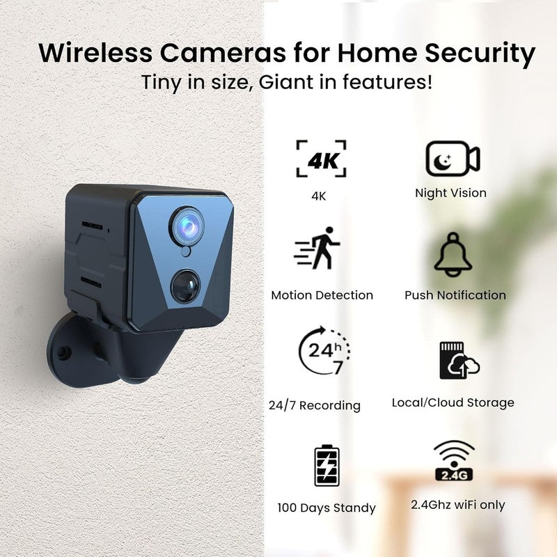 4K HD Mini Security Camera with Night Vision & 100 Days Battery Life1