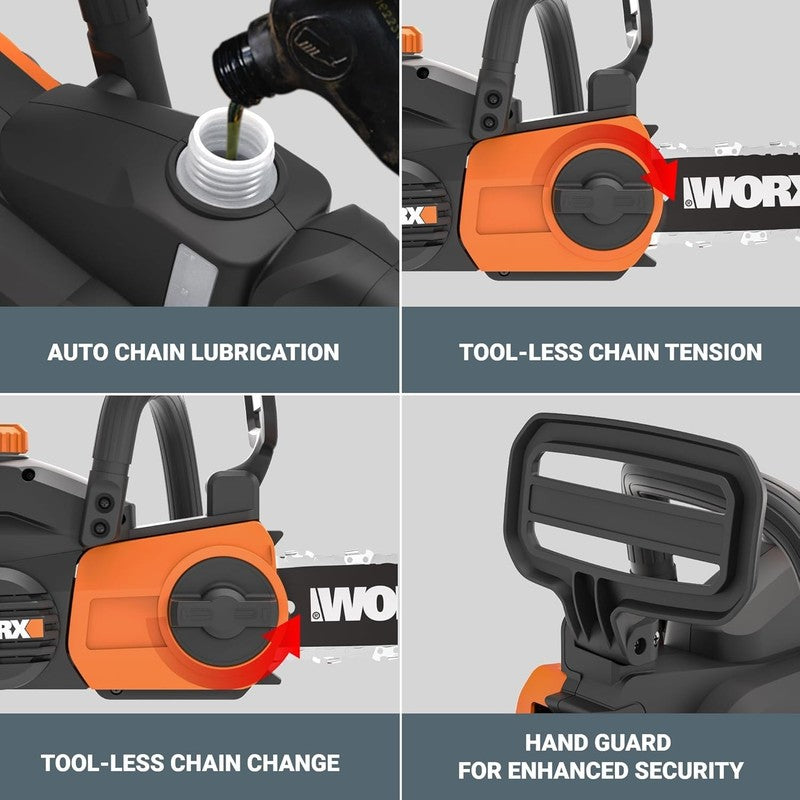 20V Cordless Chainsaw with Auto-Tension - 10" Cutting Power2