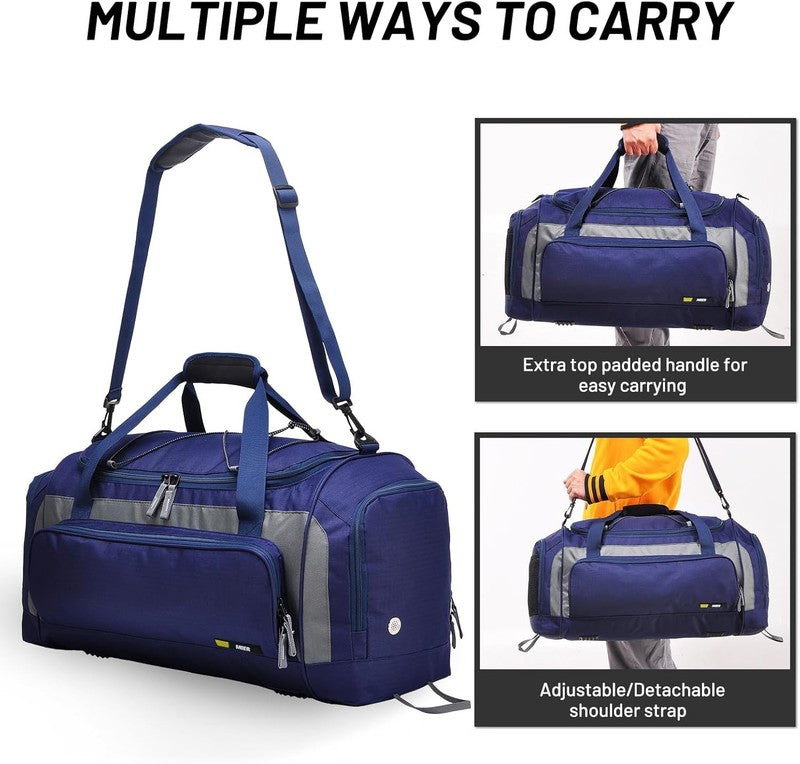 60L Large Gym Duffle Bag w/ Shoe Compartment Lightweight Sports Travel Navy2