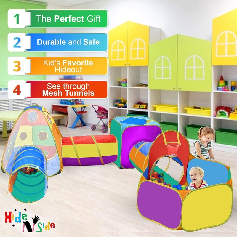 Gift for Toddler Boys & Girls, Ball Pit, Play Tent and Tunnels for Kids, Best Bi2