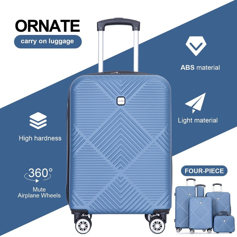 4 Piece Blue Hardside Luggage Set with Spinner Wheels   Lightweight & Durable5