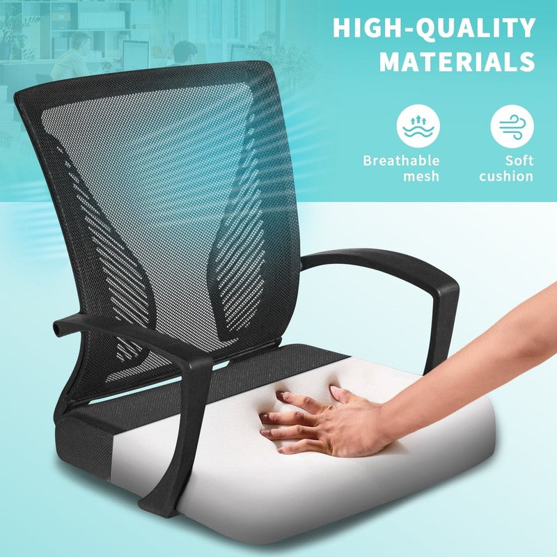 Office Chair Mid Back Swivel Lumbar Support Desk Chair, Height Adjustable Comput2
