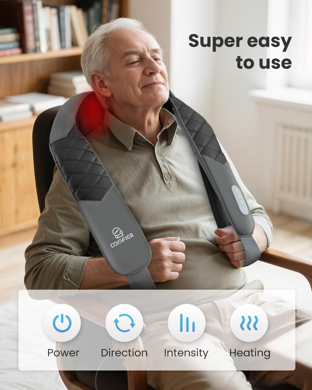 Cordless Neck Massager with Heat, Back Massager for Pain Relief Deep Tissue, 3D 4